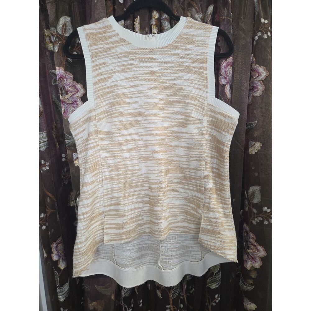 Derek Lam Sleeveless Sweater Vest Size 10 Ivory Beige Hi Lo